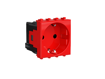 Розетка модульная, 2P+E, с защитной шторкой, Avanti "Красный квадрат", 2 мод. DKC в Уссурийске