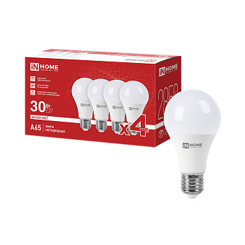 Лампа светодиодная LED-A65-VC 4PACK 30Вт 230В Е27 4000К 2850Лм (4шт./упак) IN HOME в Уссурийске