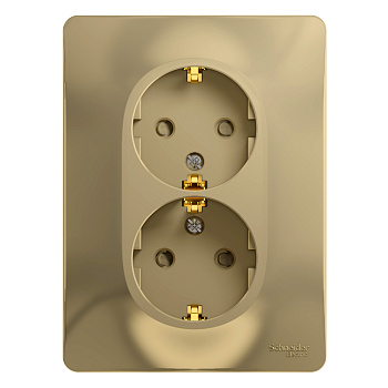 Розетка двойная Glossa SE с заземлением со шторками титан в сборе в Уссурийске