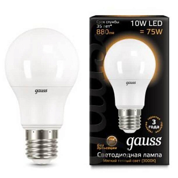 Лампа светодиодная LED-A60 10Вт E27 3000K 880Лм Black GAUSS в Уссурийске