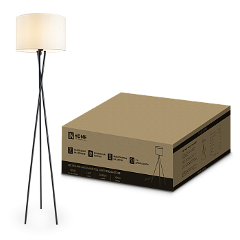 Светильник напольный под лампу ТНО 04-Е27-NB 230В бежевый абажур, черная тренога IN HOME в Уссурийске