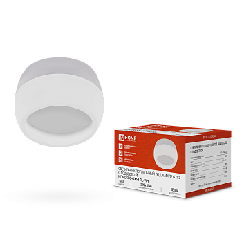 Светильник потолочный НПБ DECO-GX53-RL-WH под лампу GX53 90х52мм белый IN HOME в Уссурийске