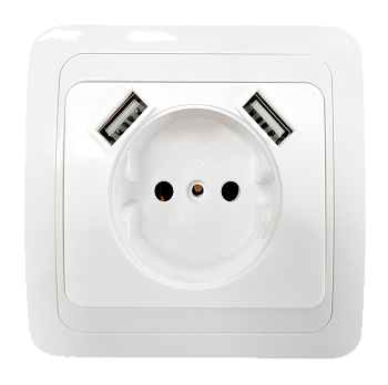 Розетка одинарная CLASSICO с двумя USB белая 2147 IN HOME в Уссурийске