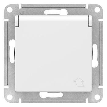 Розетка одинарная AtlasDesign SE с заземлением со шторками с крышкой белая в Уссурийске