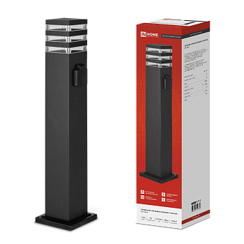 Светильник уличный напольный НБУ POLO-SP600WO-1xA60-BL алюминиевый 600мм с розеткой черный IP54 IN HOME в Уссурийске