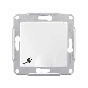 Розетка одинарная SEDNA Schneider Electric с крышкой со шторками с заземлением белая в Уссурийске