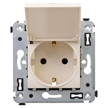 Розетка с крышкой в стену, 2P+E, с з/ш, Avanti "Ванильная дымка" DKC в Уссурийске