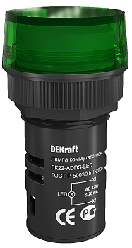 Лампа сигнальная ADDS D22 ЗЕЛЕНЫЙ LED 220В ЛK-22 DEKraft в Уссурийске