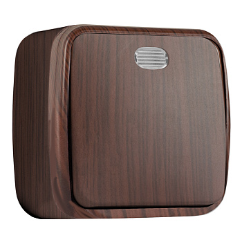 Выключатель 1-клавишный ОП Минск 10А с индикатором тёмное дерево EKF в Уссурийске