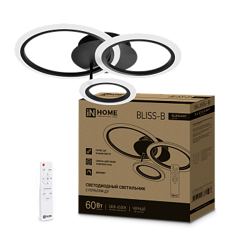 Светильник светодиодный ELEGANT BLISS-B 60Вт 230В 3000-6500K 4700Лм 508х390х120мм c пультом ДУ черный IN HOME в Уссурийске