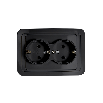 Розетка двойная с заземлением CLASSICO черная 2128B IN HOME в Уссурийске