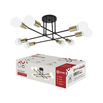 Светильник потолочный под лампу LOFT EASY-8E27-BLT 8хЕ27 черный, латунь IN HOME в Уссурийске