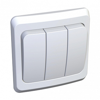 Выключатель трехклавишный ЭТЮД SE белый в Уссурийске