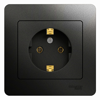 Розетка одинарная Glossa SE антрацит в сборе в Уссурийске