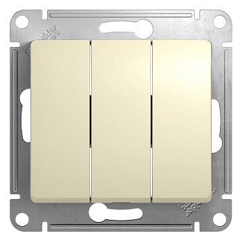 Выключатель трехклавишный Glossa SE бежевый в Уссурийске