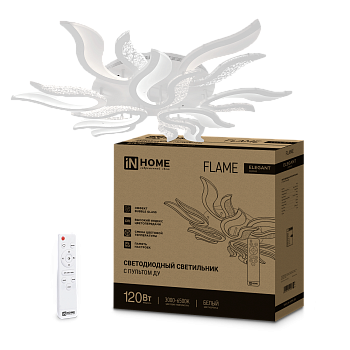 Светильник светодиодный ELEGANT FLAME 120Вт 230В 3000-6500K 8400Лм 1035х895х120мм c пультом ДУ белый IN HOME в Уссурийске