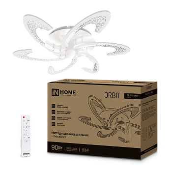 Светильник светодиодный ELEGANT ORBIT 90Вт 230В 3000-6500K 7000Лм 725х635х90мм c пультом ДУ белый IN HOME в Уссурийске