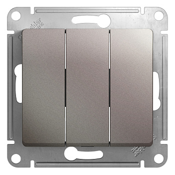 Выключатель трехклавишный GLOSSA Schneider Electric платина в Уссурийске