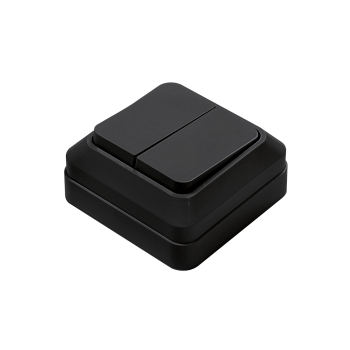 Выключатель двухклавишный BOLLETO черный накладной 7023B IN HOME в Уссурийске