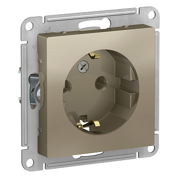 Розетка одинарная AtlasDesign SE с заземлением шампань в Уссурийске