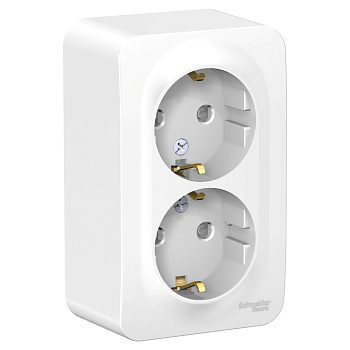 Розетка двойная BLANCA SE накладная с заземлением со шторками белая в Уссурийске