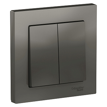 Выключатель двухклавишный AtlasDesign SE сталь в сборе в Уссурийске