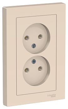 Розетка двойная AtlasDesign SE бежевая в сборе в Уссурийске