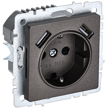 Розетка одинарная с з/к со шторками 16А с USB A+A 2,1А BRITE IEK бронза в Уссурийске