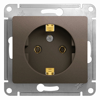 Розетка одинарная Glossa SE с заземлением шоколад в Уссурийске