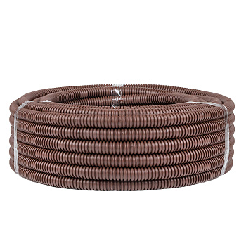 Труба гофрированная ПВХ с протяжкой d=20 мм (25 м) темное дерево Plast EKF в Уссурийске