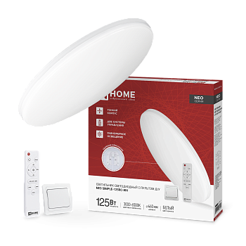 Светильник светодиодный NEO SIMPLE-125RC-WH 125Вт 230В 3000-6500K 10000Лм 460x67мм с пультом ДУ белый IN HOME в Уссурийске