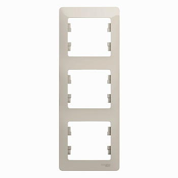 Рамка тройная вертикальная Glossa SE молочная в Уссурийске