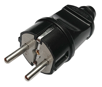 Вилка прямая с заземлением 16А черная 4240 IN HOME в Уссурийске