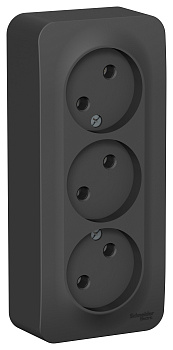 Розетка тройная BLANCA SE накладная с изоляционной пластиной антрацит в Уссурийске