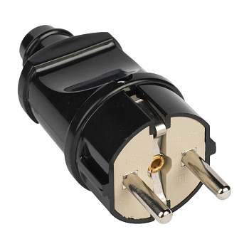 Вилка прямая с заземлением черный 16А 250В EKF PROxima в Уссурийске