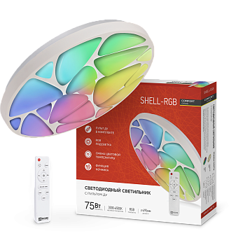 Светильник светодиодный COMFORT SHELL-RGB 75Вт 230В 3000-6500K 6000Лм 500x80мм с пультом ДУ IN HOME в Уссурийске