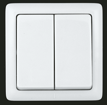 Выключатель двухклавишный ХИТ SE накладной белый в Уссурийске