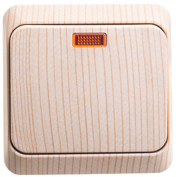 Выключатель одноклавишный ЭТЮД SE накладной с подсветкой сосна в Уссурийске