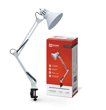 Светильник настольный под лампу на струбцине СНС 13Б-E27 230В БЕЛЫЙ IN HOME в Уссурийске