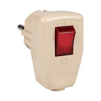 Вилка угловая с выключателем с/з бежевая 16А 250В EKF в Уссурийске