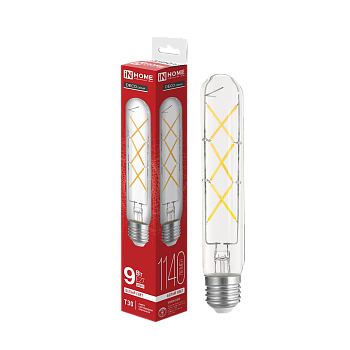 Лампа светодиодная LED-T30-deco 9Вт 230В Е27 4000К 1140Лм 225мм прозрачная IN HOME в Уссурийске