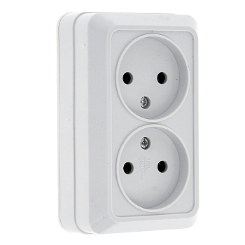 Рим Розетка 2-местная 10А без заземления белая EKF в Уссурийске