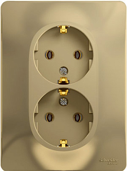 Розетка двойная Glossa SE с заземлением титан в сборе в Уссурийске