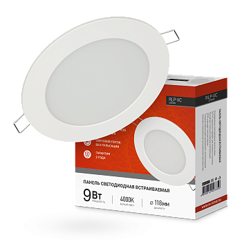 Панель светодиодная встраиваемая круглая RLP-VC 9Вт 230В 4000К 630Лм 118мм белая IP40 IN HOME в Уссурийске