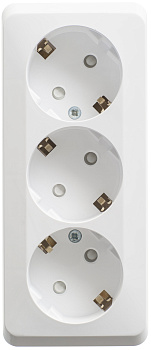 Розетка тройная ЭТЮД SE накладная со шторками с заземлением белая в Уссурийске