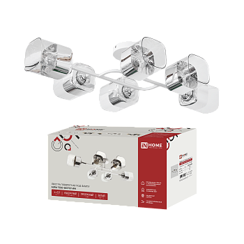 Светильник потолочный поворотный AURA TESO-6E27ST-WH 6хЕ27 прозрачные плафоны, белый корпус IN HOME в Уссурийске