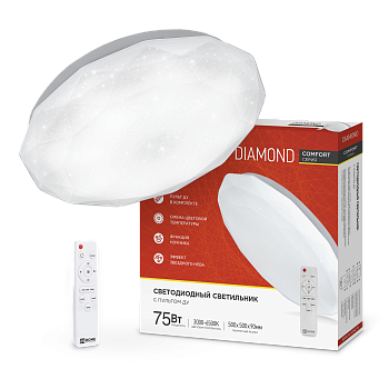 Светильник светодиодный COMFORT DIAMOND 75Вт 230В 3000-6500K 6000Лм 500x105мм с пультом ДУ IN HOME в Уссурийске