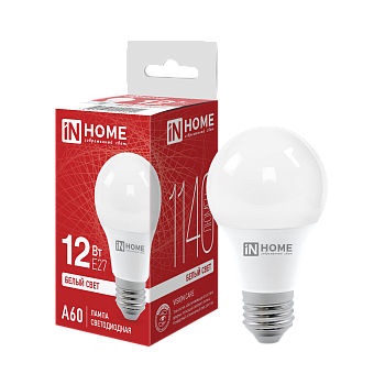 Лампа светодиодная LED-A60-VC 12Вт 230В Е27 4000К 1140Лм IN HOME в Уссурийске