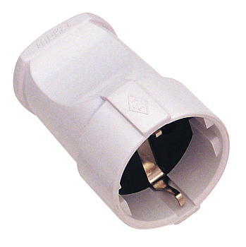 Штепсель MAKEL с заземлением белый в Уссурийске