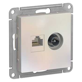 Розетка двойная ТВ+компьютерная AtlasDesign SE жемчуг в Уссурийске